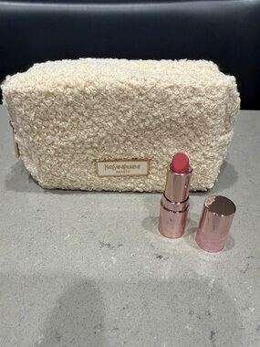 Yves Saint Laurent Mini Lipstick with Cream Cosmetic Pouch, New/Unused